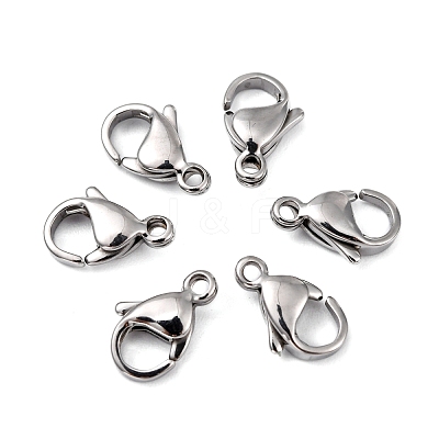 Tarnish Resistant Polished 316 Surgical Stainless Steel Lobster Claw Clasps STAS-R072-12A-1