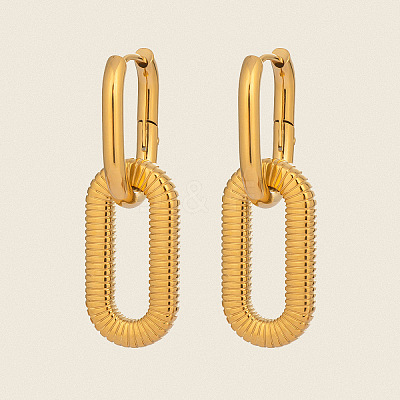 304 Stainless Steel Hollow Oval Hoop Earrings LU1648-1