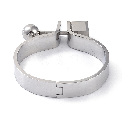 Non-Tarnish Round Ball 304 Stainless Steel Hinged Bangles BJEW-G700-06P-1