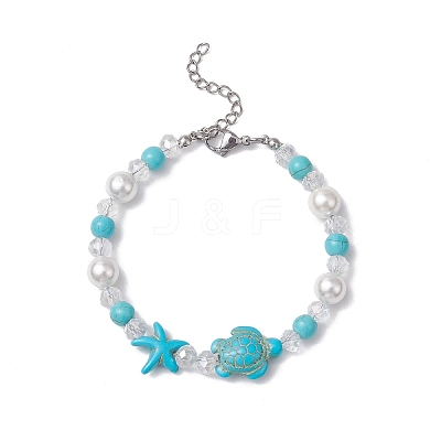 Synthetic Turquoise Beads Stretch Bracelets for Women BJEW-TA00601-1