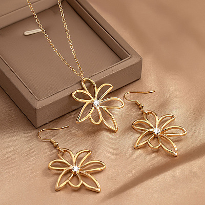 Simple Style Alloy Dangle Earrings & Pendant Necklaces Sets FS-WG3EA78-01-1