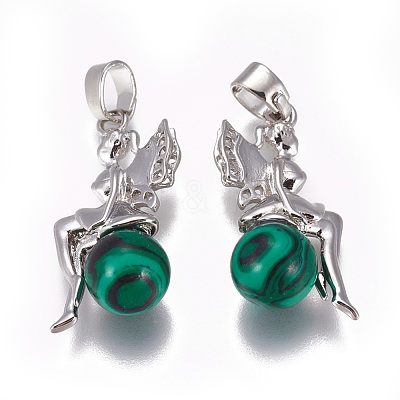 Synthetic Malachite Pendants G-L512-E02-1