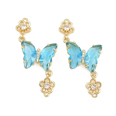 Brass Micro Pave Cubic Zirconia Connector Charms CU-CBACDF6-01G-1