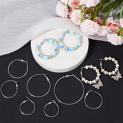 30Pcs 6 Style Brass Hoop Earring Findings FIND-BBC0003-23P-1