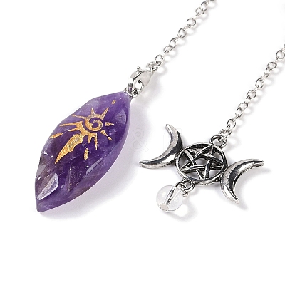 Horse Eye Natural Gemstone Pointed Dowsing Pendulums G-L524-16ASP-1