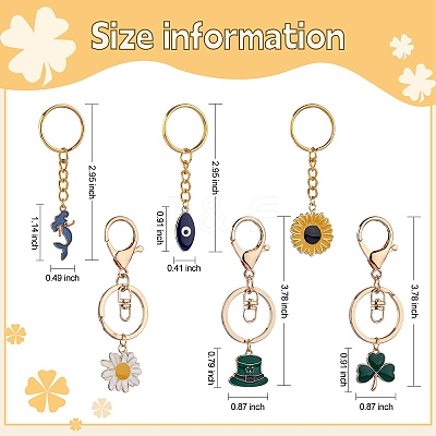 6Pcs Alloy Enamel Pendants Keychain KEYC-SW00003-01-1
