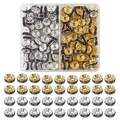 120Pcs 2 Colors Brass Rhinestone Spacer Beads RB-FS0001-05C-1