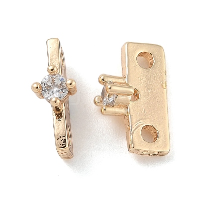 Brass Clear Cubic Zirconia Spacer Bars ZIRC-F141-06LG-1
