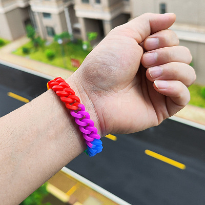 Rainbow Braided Silicone Stretch Bracelets for Men WG97979-01-1