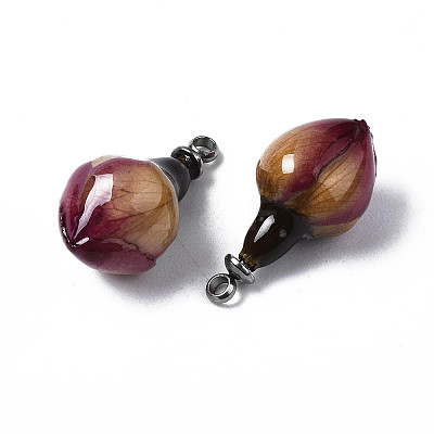 Handmade Natural Real Rose Dried Flower Pendants X-RESI-R424-01-1