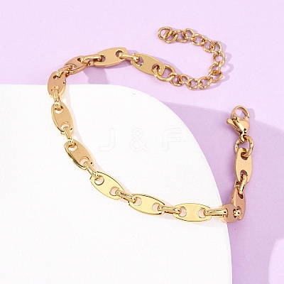 304 Stainless Steel Coffee Bean Chain Bracelets for Women BJEW-F536-11G-1