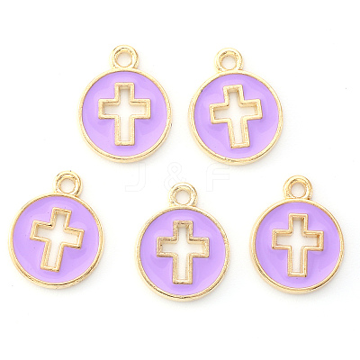 Light Gold Plated Alloy Enamel Pendants LS-X-ENAM-R136-18C-1