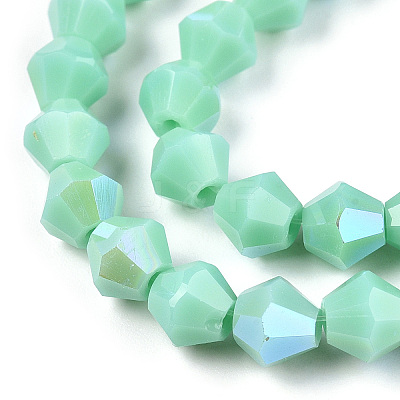 Opaque Solid Color Electroplate Glass Beads Strands EGLA-A039-P6mm-L20-1