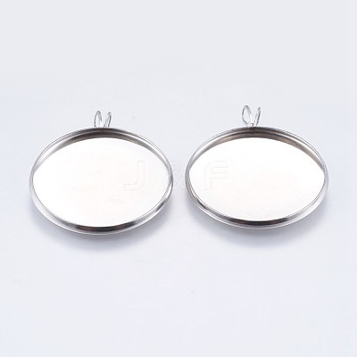 Tarnish Resistant 304 Stainless Steel Pendant Cabochon Settings STAS-I069-37-25MM-1