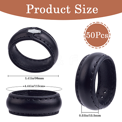 50Pcs Imitation Leather with Alloy Waist Belt Keeper Rings FIND-CP0002-44-1