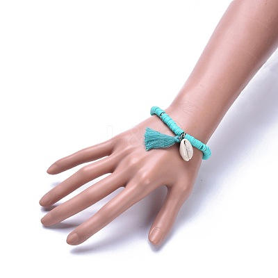 Handmade Polymer Clay Heishi Beads Stretch Bracelets BJEW-JB04251-M-1