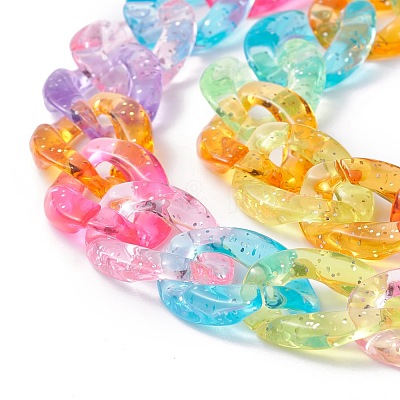 Handmade Opaque Acrylic Curb Chains KY-XCP0001-15-1