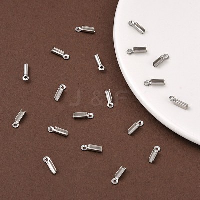 Tarnish Resistant 201 Stainless Steel Fold Over Crimp Cord Ends X-STAS-R055-07-1