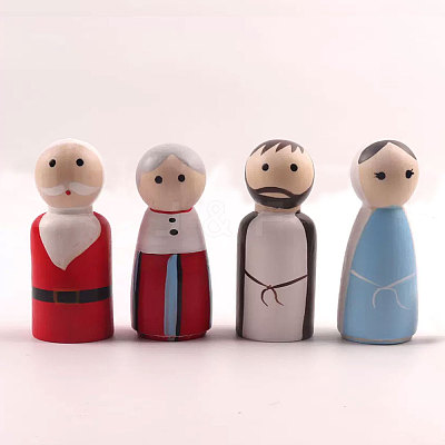 20Pcs 2 Styles Unfiished Wood Peg Dolls DJEW-BC0001-30-1