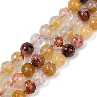 Natural Ferruginous Quartz Beads Strands G-U026-A08-8mm-1