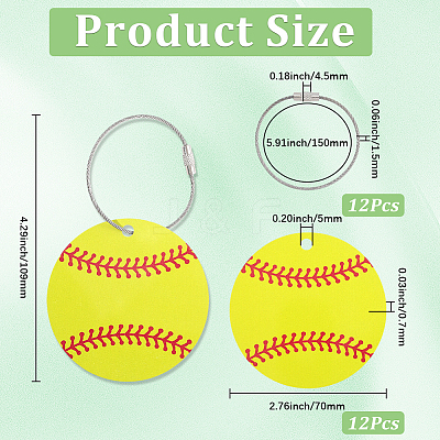 12Pcs PVC Baseball Luggage Tags AJEW-SP0004-23B-1