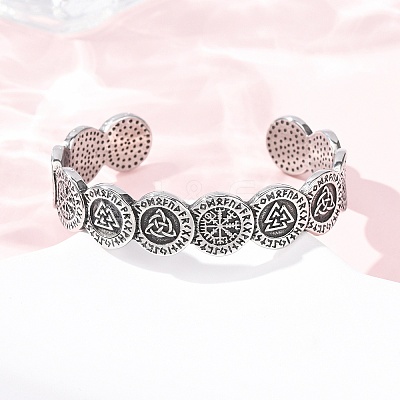 Viking 316 Surgical Stainless Steel Cuff Bangles BJEW-C142-16AS-1