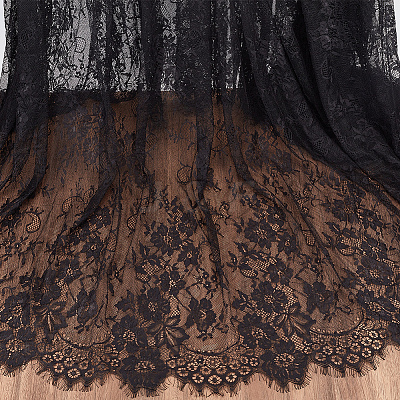 Flower Pattern Polyester Lace Fabrc DIY-WH20007-849B-1