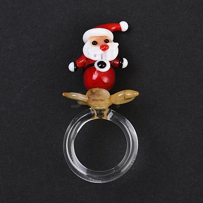 Rotatable Handmade Lampwork Rings RJEW-P158-02A-1