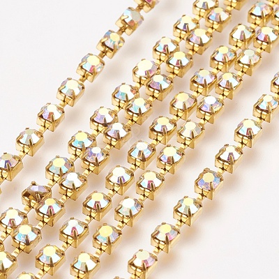Brass Rhinestone Strass Chains CHC-S16-12C-1