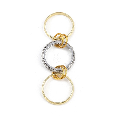 Brass Micro Pave Cubic Zirconia Finger Rings RJEW-D325-01PG-05-1