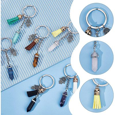 Synthetic & Natural Gemstone Bullet Keychain KEYC-NB0001-43-1