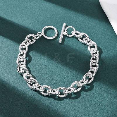 304 Stainless Steel Cable Chains Bracelets for Women Men BJEW-P376-02S-1