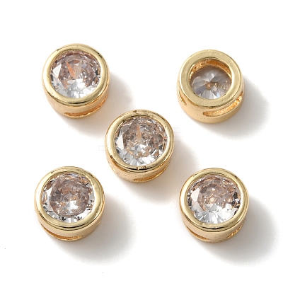 Rack Plating Brass Micro Pave Cubic Zirconia Slide Charms KK-C020-13LG-1