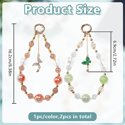 2Pcs 2 Colors Glass & Acrylic & Alloy Enamel Pendant Decorations HJEW-DR00245-1