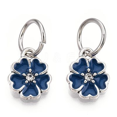 Enamel Style Flower Alloy Rhinestone Charms ENAM-S085-02-1