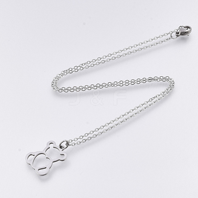 Non-Tarnish 201 Stainless Steel Pendant Necklaces NJEW-T009-JN127-40-1-1