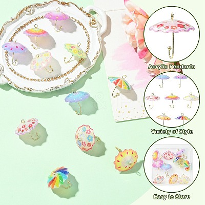 12Pcs 12 Style Acrylic Pendants KK-CJ0003-34-1