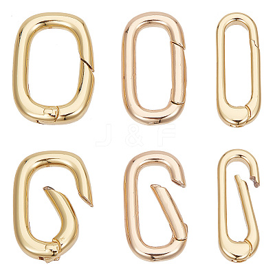 6Pcs 3 Styles Brass Spring Gate Rings KK-HY0003-60-1