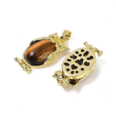 Natural Tiger Eye Pendant KK-F887-02G-07-1