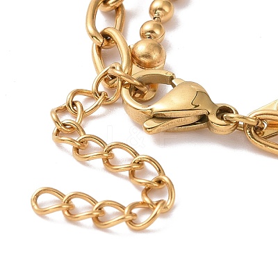 Ion Plating(IP) 304 Stainless Steel Double Layered Chains Multi-strand Bracelet with Star Charms for Women STAS-E154-10G-1