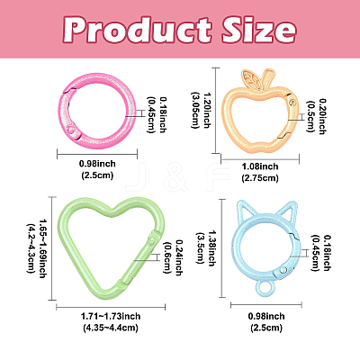 16Pcs Spray Painted Alloy Spring Gate Rings FIND-YW0010-86-1