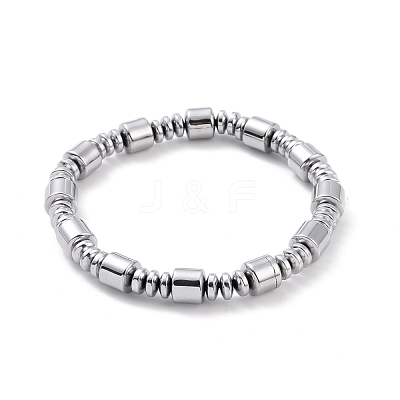 Synthetic Hematite & Brass Column Beaded Necklace Bracelet with Magnetic Clasps SJEW-G079-01C-1