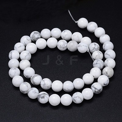 Round Natural Howlite Bead Strands G-F222-14-8mm-1