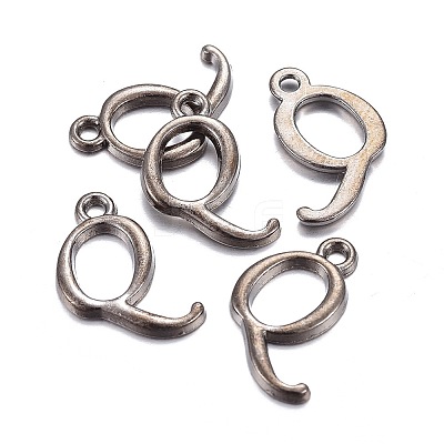 Gunmetal Plated Alloy Letter Pendants LS-PALLOY-J718-01B-Q-1