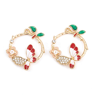 Rack Plating Alloy Enamel Pendants FIND-A040-04KCG-01-1