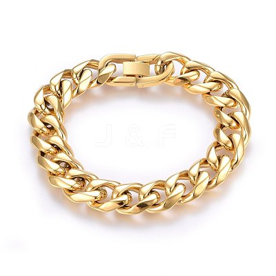 304 Stainless Steel Curb Chain Bracelets BJEW-E346-03G-1