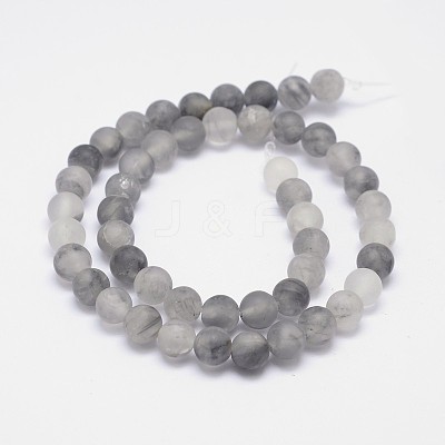 Frosted Natural Cloudy Quartz Round Beads Strands G-F255-02-10mm-1