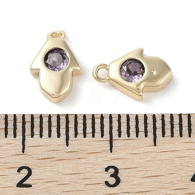 Brass Micro Pave Cubic Zirconia Charms KK-G491-27G-02-1