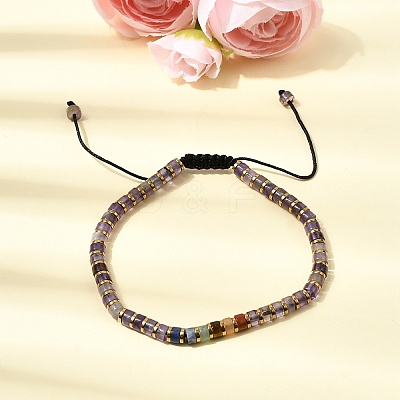 Natural Amethyst & Non-magnetic Hematite Beaded Adjustable Bracelets for Unisex BJEW-K251-09X-1