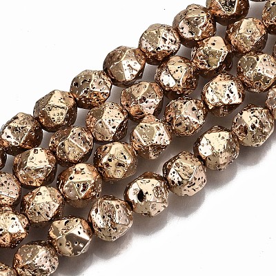 Electroplated Natural Lava Rock Bead Strands G-T131-39LG-1